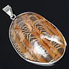 Trompette Shell pendentif en laiton, avec coquille de trompette, ovale plat, Placage de couleur platine Environ Vendu par PC