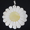 Pendentifs de coquille en laiton, avec coquille & coquille jaune, fleur, Placage de couleur platine Environ 4mm, Vendu par PC