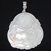 Pendentifs de coquille en laiton, avec coquille blanche, bouddha, Placage de couleur platine Environ 4mm, Vendu par PC