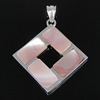 Brass Shell Pendants, with Pink Shell, Rhombus Approx 