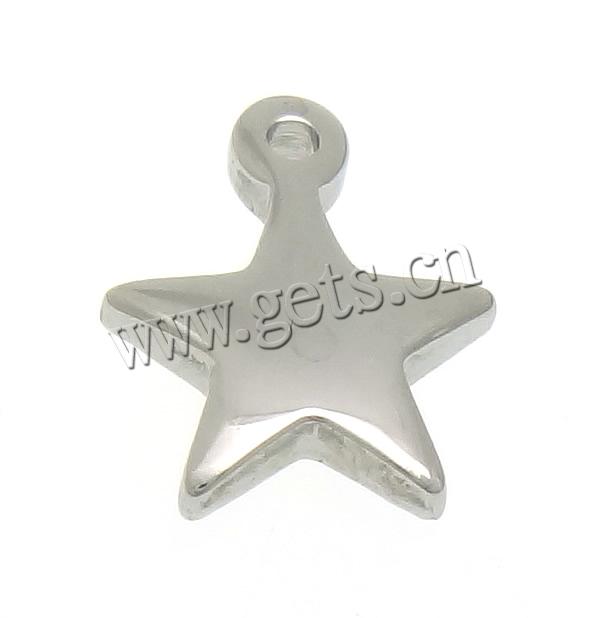 Stainless Steel Tag Charm, Star, Customized & smooth, original color, Grade A, 9x11x2mm, Hole:Approx 1mm, Sold By PC