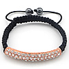 Zinc Alloy Woven Ball Bracelets, with Nylon Cord & Hematite, handmade, with rhinestone 8mm Approx 5-9 Inch 