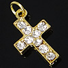 Zinc Alloy Cross Pendants, plated, with rhinestone Approx 3.5mm 