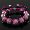 Rhinestone Woven Ball Bracelets, with Hematite & Zinc Alloy, handmade Approx 6-12 Inch 