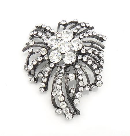 Rhinestone Zinc Alloy Brooch, Flower, plated, with rhinestone, more colors for choice, 59x67mm, Sold By PC