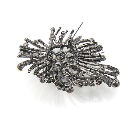 Rhinestone Zinc Alloy Brooch, Flower, plated, with rhinestone, more colors for choice, 59x67mm, Sold By PC