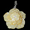 Pendentifs de coquille en laiton, avec coquille jaune, fleur, Placage de couleur platine Environ 4mm, Vendu par PC