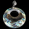 Abalone Shell Pendants, Brass, with Black Shell & Abalone Shell, Donut, platinum color plated, approx 5-6mm Approx 