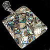 Pendentifs de coquille en laiton, avec coquille d'ormeau, rectangle, Placage de couleur platine, mosaïque & double face, approx Environ Vendu par PC