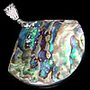 Ormeau coquille pendentifs, laiton, avec coquille d'ormeau, larme, Placage de couleur platine, approx 49-51x44-45x6-9mm Environ Vendu par PC