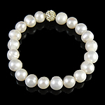 Freshwater Pearl Bracelet, with Rhinestone Clay Pave Bead 8mm, 8-10mm Inch 