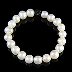 Freshwater Pearl Bracelet, with Rhinestone Clay Pave Bead 8mm, 8-10mm Inch 