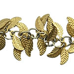 Handmade Brass Chain, Leaf, plated 