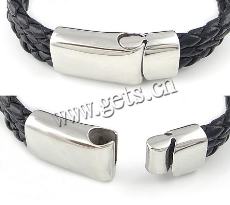 Rindsleder-Armbänder, Kuhhaut, mit 316 Edelstahl, unterschiedliche Länge der Wahl & 3-Strang, keine, 4mm, 17x7mm, verkauft von Strang