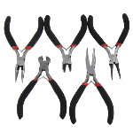 Ferronickel Plier Set, with Plastic, black, 5.3-5.5cm, 10.5-12.7cm 