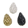 Half Drilled Rhinestone Beads, with Rhinestone Clay Pave Bead, Teardrop, with rhinestone & half-drilled Approx 1mm 