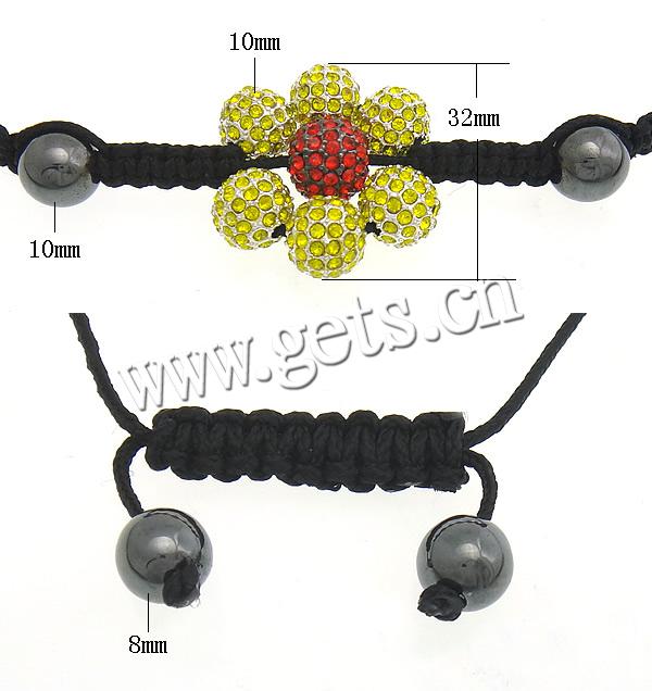 Zinc Alloy Woven Ball Bracelets, with Wax Cord & Hematite, handmade, more colors for choice, 32mm, 10mm, 8mm, Length:Approx 6-10 Inch, Sold By Strand