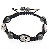 Zinc Alloy Woven Ball Bracelets, with Nylon Cord & Hematite, handmade, with A grade rhinestone 8mm, 10mm Approx 6-10 Inch 