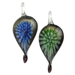 Inner Flower Lampwork Pendants, Leaf, twist & gold powder Approx 7mm 