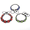 Zinc Alloy Woven Ball Bracelets, with Nylon Cord & Hematite, handmade, with rhinestone 8mm Approx 6-12 Inch 