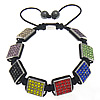 Zinc Alloy Woven Ball Bracelets, with Nylon Cord & Hematite, handmade, with rhinestone 8mm Approx 6-12 Inch 