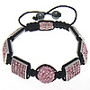 Zinc Alloy Woven Ball Bracelets, with Rhinestone Clay Pave Bead & Nylon Cord & Hematite, handmade, with 50 pcs rhinestone & with A grade rhinestone & enamel 12mm, 8mm Approx 6-10 Inch 