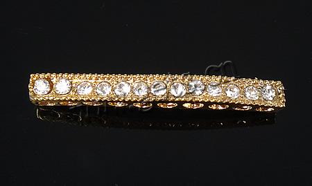 Rheinkiesel Zinklegierung Verbinder, plattiert, mit Strass, keine, 38.5x4x4mm, Bohrung:ca. 2mm, verkauft von PC