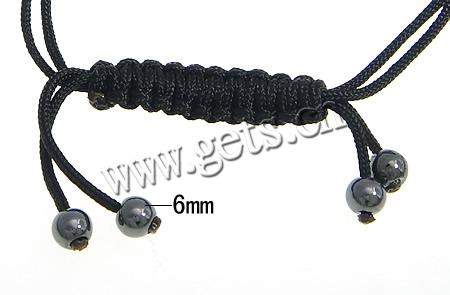 Zinc Alloy Woven Ball Bracelets, with Wax Cord & Hematite, Letter, word love, handmade, Customized & with A grade rhinestone, more colors for choice, 39.8x32mm, 6mm, Length:Approx 7.2-12 Inch, Sold By Strand