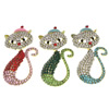 Rhinestone Zinc Alloy Ornaments, Cat, gold color plated, enamel & with rhinestone 