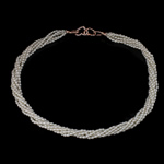 Perlas cultivadas de agua dulce collar, plata esterlina cierre plegable, Arroz, natural, 6-aro, más colores para la opción, Grado AAA, 3-3.5mm, longitud:17 Inch, Vendido por Sarta