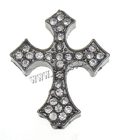 Strass Zinklegierung Perlen, Kreuz, plattiert, keine, 24x30x4.5mm, Bohrung:ca. 1.5mm, verkauft von PC