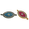 Rhinestone Zinc Alloy Connector, Horse Eye, plated, Customized & enamel & with rhinestone & 1/1 loop Approx 2mm 