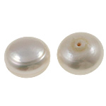 Perles nacres de culture d'eau douce demi percées , perle d'eau douce cultivée, bouton, naturel, semi-foré, blanc, Niveau AA, 14-16mm Environ 0.8mm Vendu par lot