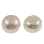 Perles nacres de culture d'eau douce demi percées , perle d'eau douce cultivée, bouton, naturel, semi-foré, blanc, Niveau AA, 12-13mm Environ 0.8mm Vendu par lot