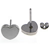 Stainless Steel Stud Earring, Heart, plated 