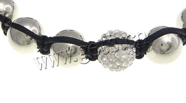 Hämatit Woven Ball Armbänder, Strass, mit Wachsschnur & Hämatit, handgemacht, keine, 12mm, Länge:ca. 7-10 ZollInch, verkauft von Strang