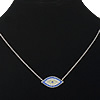 Collier Evil Eye bijoux, argent sterling 925, Mauvais œil, Placage, chaîne ovale & avec zircone cubique, plus de couleurs à choisir 1.5mm Environ 18.8 pouce, Vendu par brin