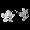 White Shell Earrings, 925 Sterling Silver, with White Shell, Flower, plated 