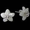 White Shell Earrings, 925 Sterling Silver, with White Shell, Flower, with cubic zirconia, white 