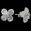 White Shell Earrings, 925 Sterling Silver, with White Shell, Flower, with cubic zirconia, white 