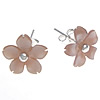 Shell Earring eau douce, argent sterling 925, avec coquille rose, fleur, rose Vendu par paire