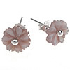 Shell Earring eau douce, argent sterling 925, avec coquille rose, fleur, rose Vendu par paire