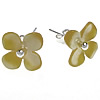 Shell Earring eau douce, argent sterling 925, avec coquille jaune, fleur, Jaune Vendu par paire