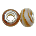 El Abalorio Vidriado Con Doble Núcleo De Plata Chapata, Cristal de murano, Toroidal, chapado en color de plata antigua, doble núcleo de cuproníquel sin rosca, 14x9mm, agujero:aproximado 5mm, Vendido por UD