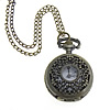 Watch Necklace, iron chain, with zinc alloy dial, Flat Round Approx 32 Inch 