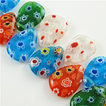 Millefiori Scheibe Lampwork Perlen, Glas Millefiori, Tropfen, keine, 18x13mm, Länge:4 ZollInch, 14PCs/Strang, verkauft von Strang