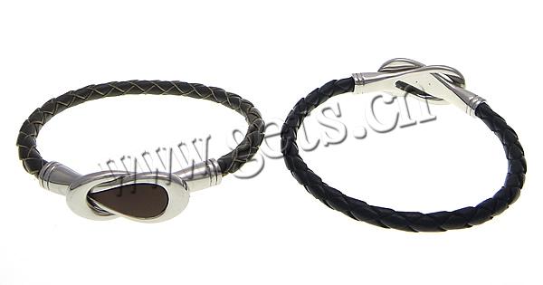 Rindsleder-Armbänder, Kuhhaut, 316 Edelstahl Verschluss, unterschiedliche Länge der Wahl, keine, 5mm, 44x14.5mm, verkauft von Strang