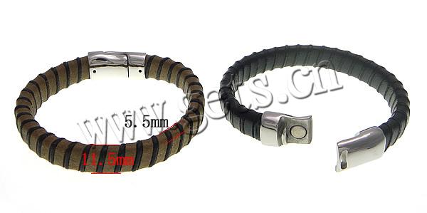 Rindsleder-Armbänder, Kuhhaut, 316 Edelstahl Magnetverschluss, unterschiedliche Länge der Wahl, keine, 11.5mm, 5.5mm, verkauft von Strang