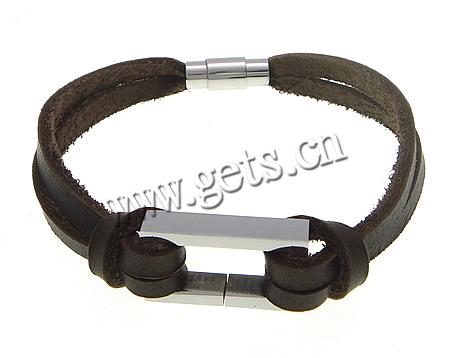 Männer Armband, Kuhhaut, mit 316 Edelstahl, unterschiedliche Länge der Wahl, braun, 24.5x14x5.5mm, 4.5mm, verkauft von Strang