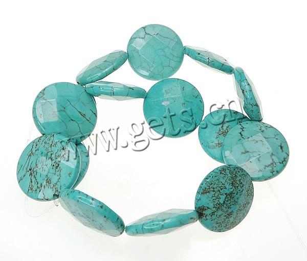 Dyed Natural Turquoise Beads, Flat Round, more sizes for choice & faceted, green, Hole:Approx 1mm, Length:Approx 14.5 Inch, Sold By Strand